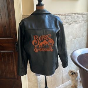 Roper EUC Sz M Black Leather Coat by Burns Saddlery